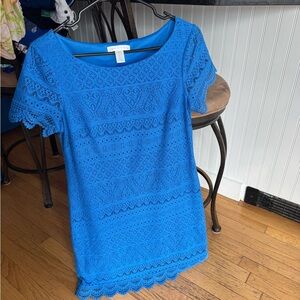 London Times Vibrant Blue Lace Dress